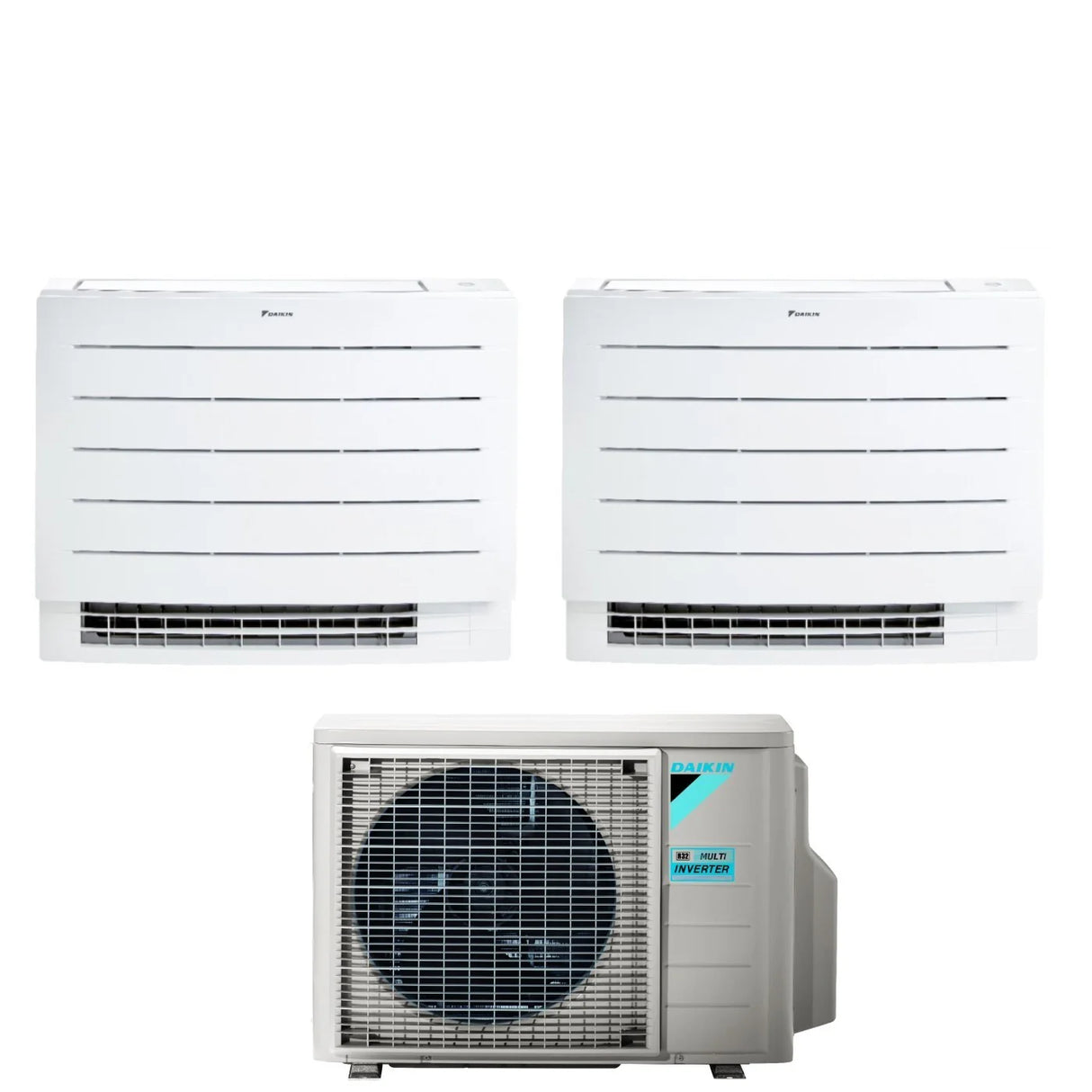 Daikin Perfera vloermodel multisplit met 2 binnenunits van 2,5 en 2 kw – inclusief standaard montage