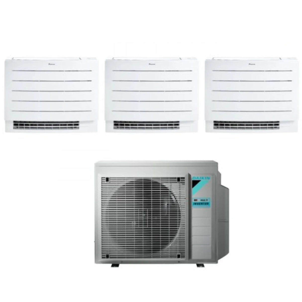 Daikin Perfera vloermodel multisplit met 3 binnenunits van 2,5 kW+2 ,5kW + 2,5 kW– inclusief standaard montage